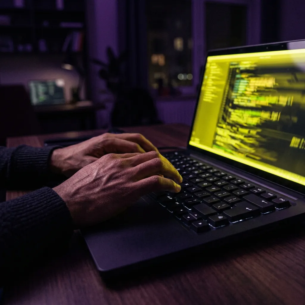 Typing laptop keyboard
